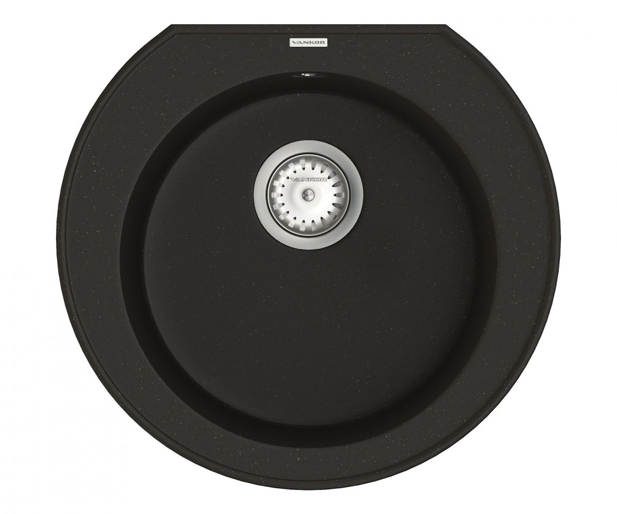 ВАНКОР КРЕС КРЕС КМР 01.52 ЧОРНА кругла мийка з сифоном VANKOR  KRES KMR 01.52 BLACK KRES KMR 01.52 BLACK