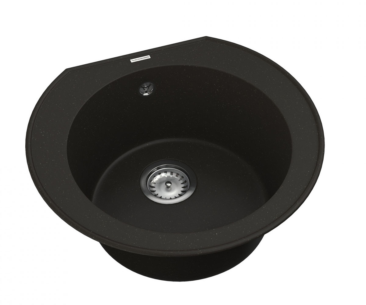 Круглая мойка с сифоном  KRES KRES KMR 01.52 BLACK:Фото 2