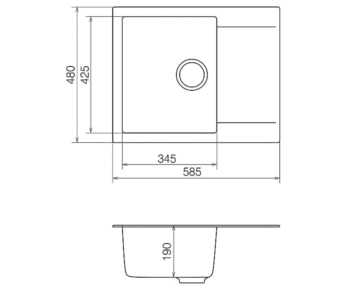 Кухонная мойка  ORMAN ORMAN OMP 02.61 GRAY:Чертеж 