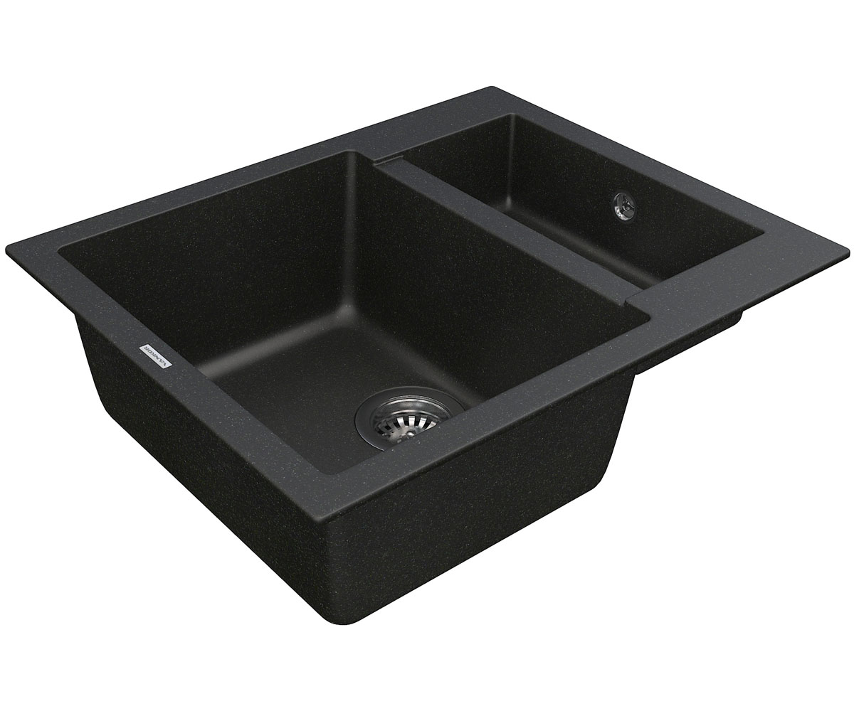 Кварцевая полуторная мойка  ORMAN ORMAN OMP 03.61 BLACK:Фото 3