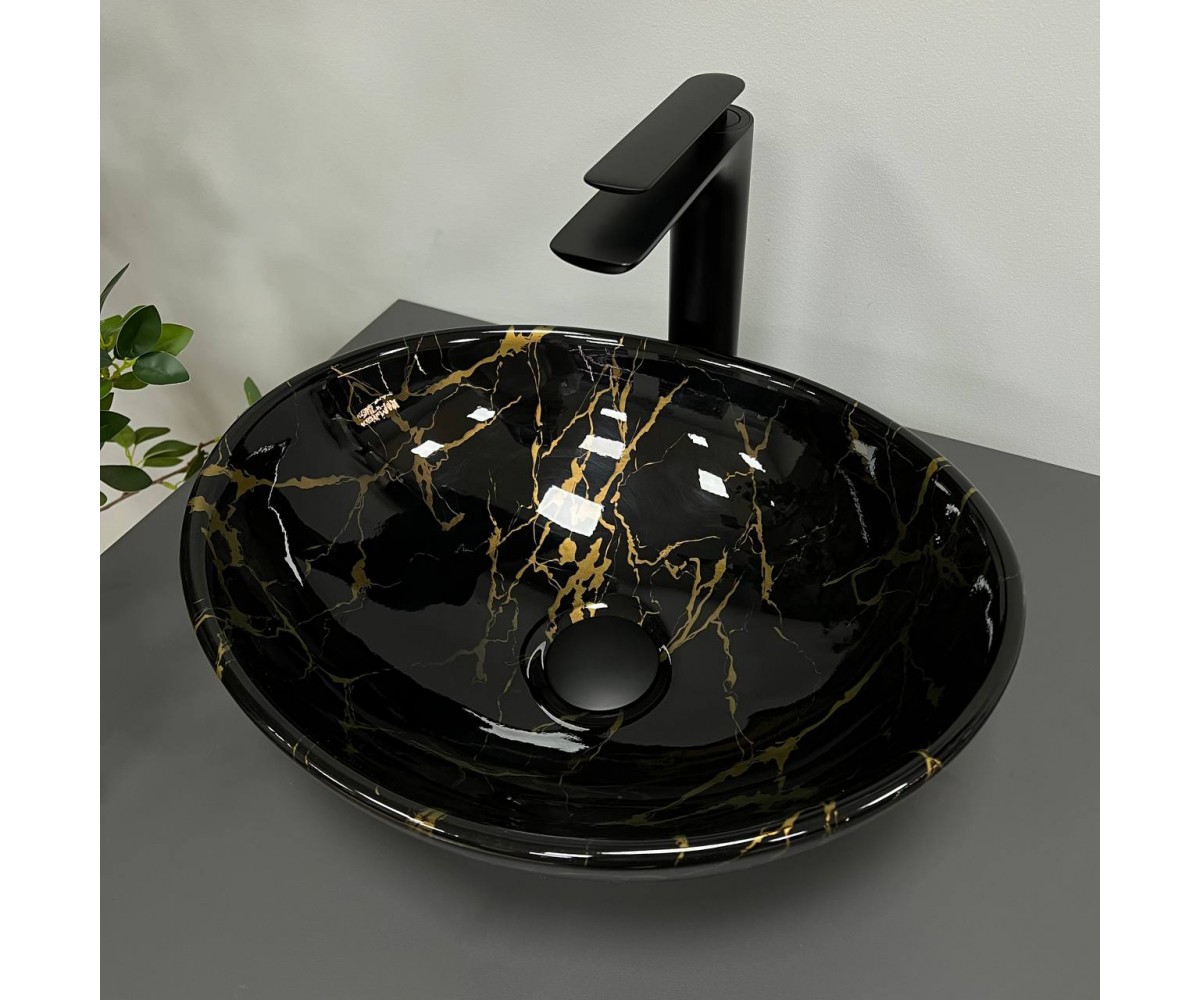 Умывальник (раковина) VBI PARMA MARBLE BLACK GLOSSY накладной  011004:Фото 2