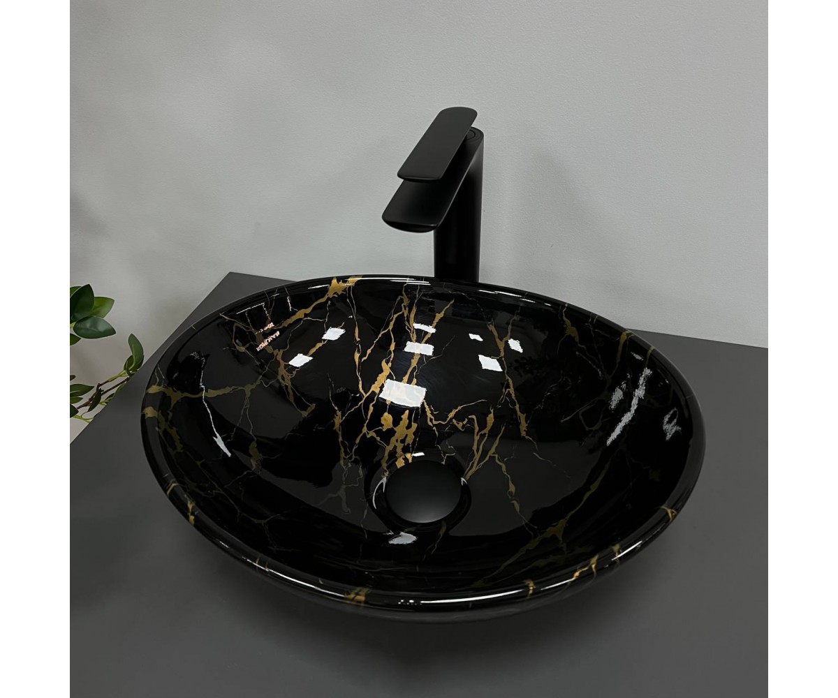 Умывальник (раковина) VBI PARMA MARBLE BLACK GLOSSY накладной  011004:Фото 3