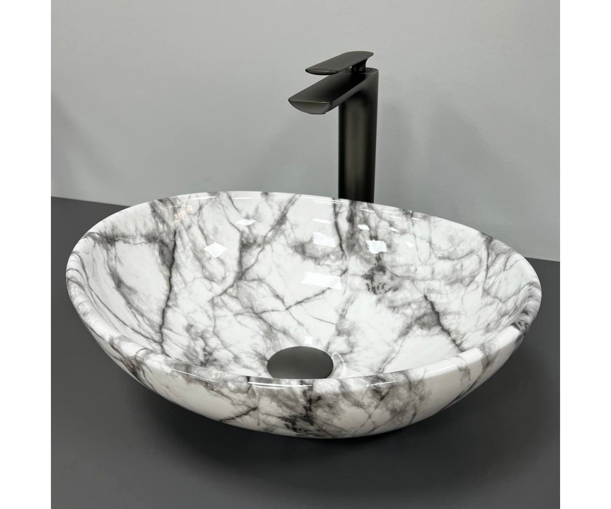 Умывальник (раковина) VBI PARMA STATUARIO BLACK VEINS GLOSSY накладной VBI  011009 011009