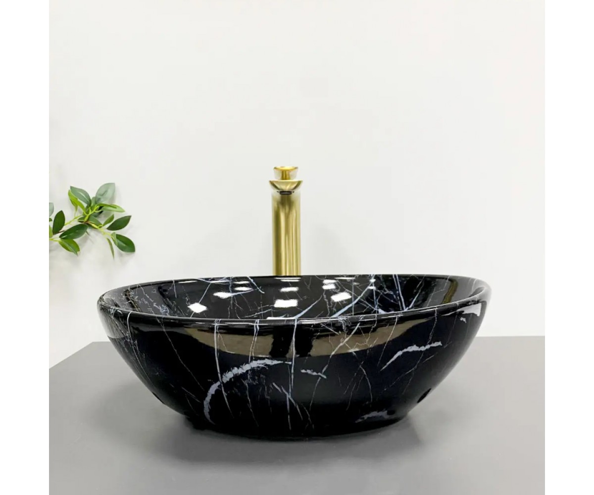 Умывальник (раковина) VBI PARMA BLACK STONE GLOSSY накладной  011014:Фото 2