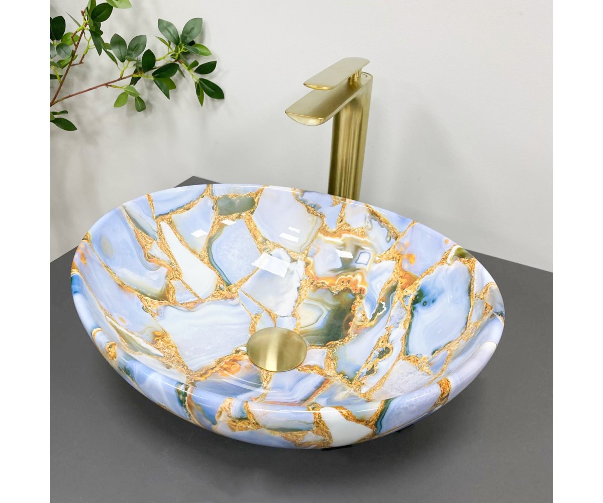 Умывальник (раковина) VBI PARMA MARBLE BLUE GLOSSY накладной  011016:Фото 2