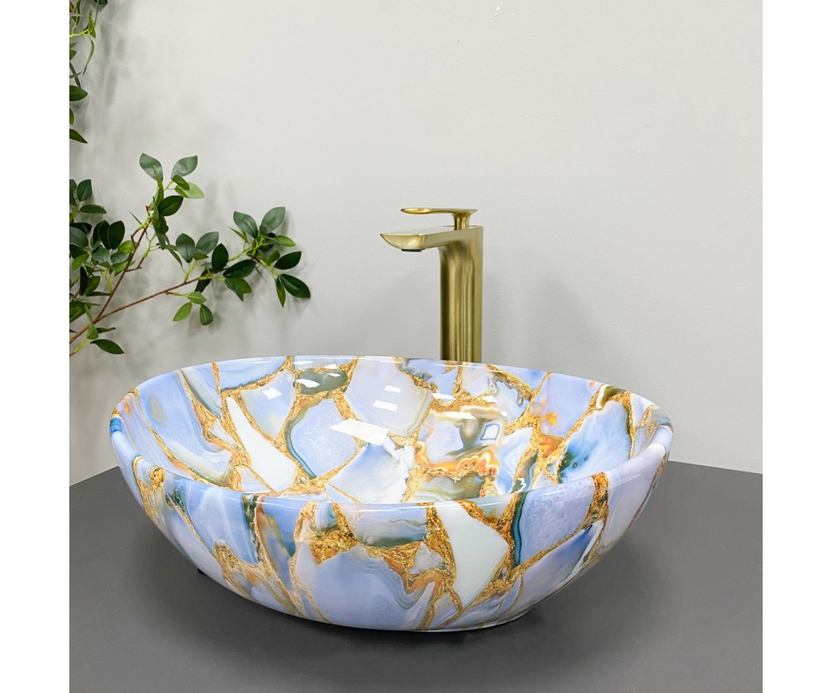 Умывальник (раковина) VBI PARMA MARBLE BLUE GLOSSY накладной  011016:Фото 3