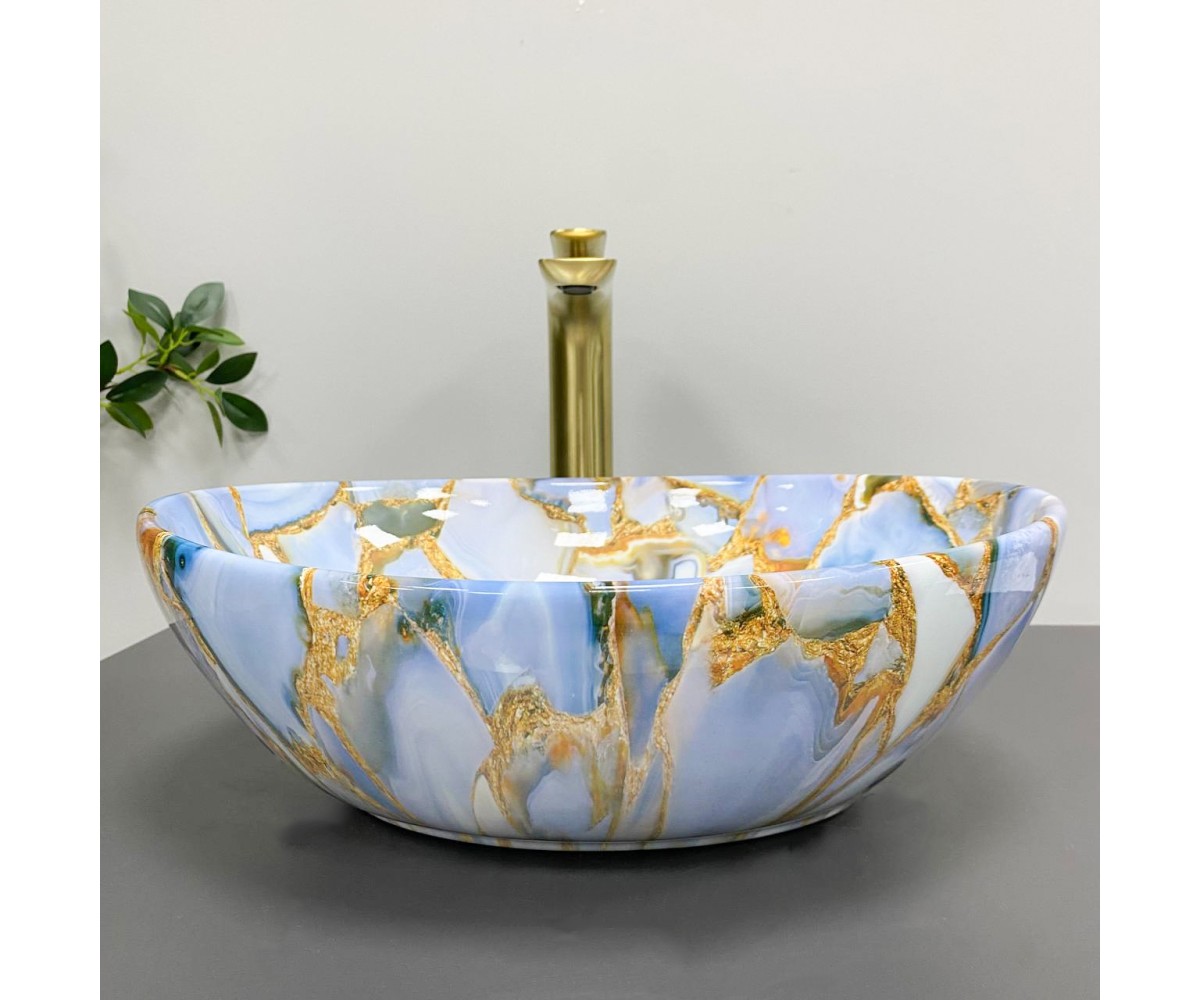 Умывальник (раковина) VBI PARMA MARBLE BLUE GLOSSY накладной  011016:Фото 5