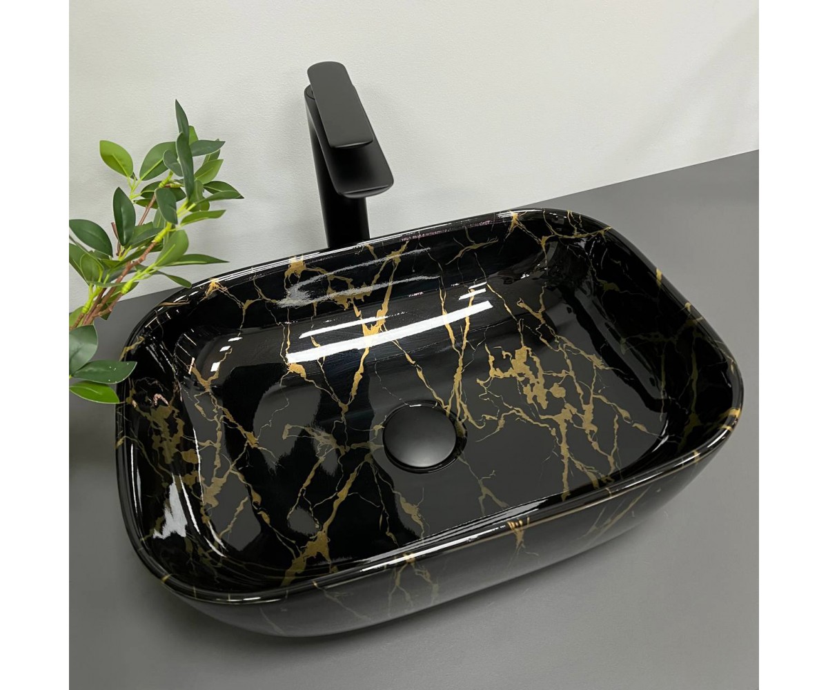 Умывальник (раковина) VBI RAVENNA MARBLE BLACK GLOSSY накладной  011207:Фото 3