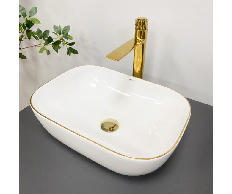 Умывальник (раковина) VBI RAVENNA WHITE GOLD EDGE накладной VBI  011218 011218