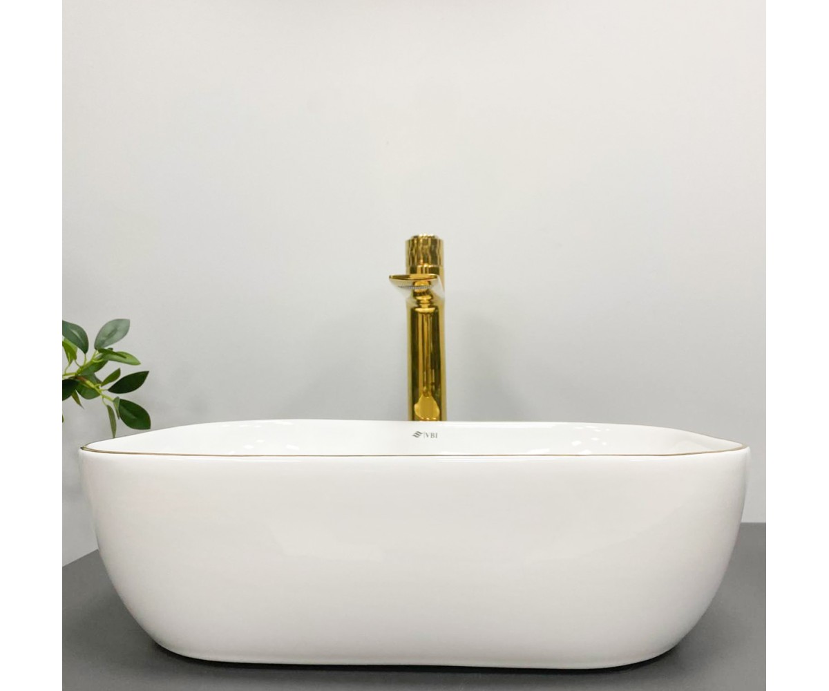 Умывальник (раковина) VBI RAVENNA WHITE GOLD EDGE накладной  011218:Фото 4