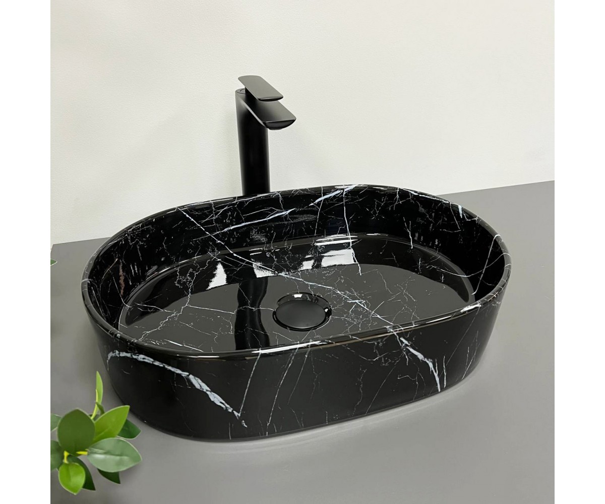 Умывальник (раковина) VBI VERONA 50 BLACK MARMO GLOSSY накладной  011314:Фото 2