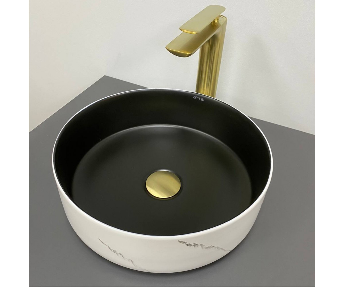 Умывальник (раковина) VBI PRATO WHITE BLACK MARBLE MATT накладной VBI  011409 011409