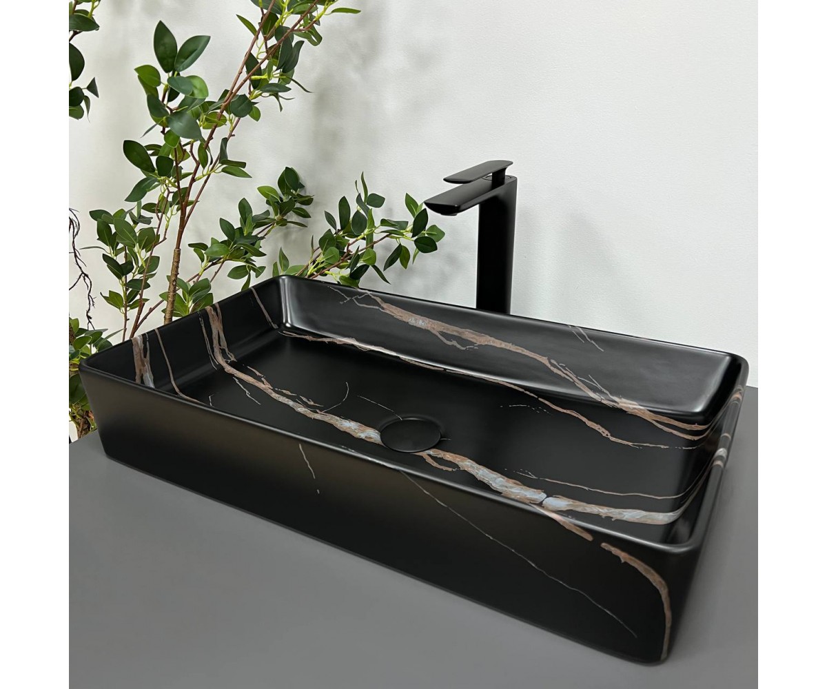 Умывальник (раковина) VBI TRIEST BLACK STONE MATT накладной  012703:Фото 2