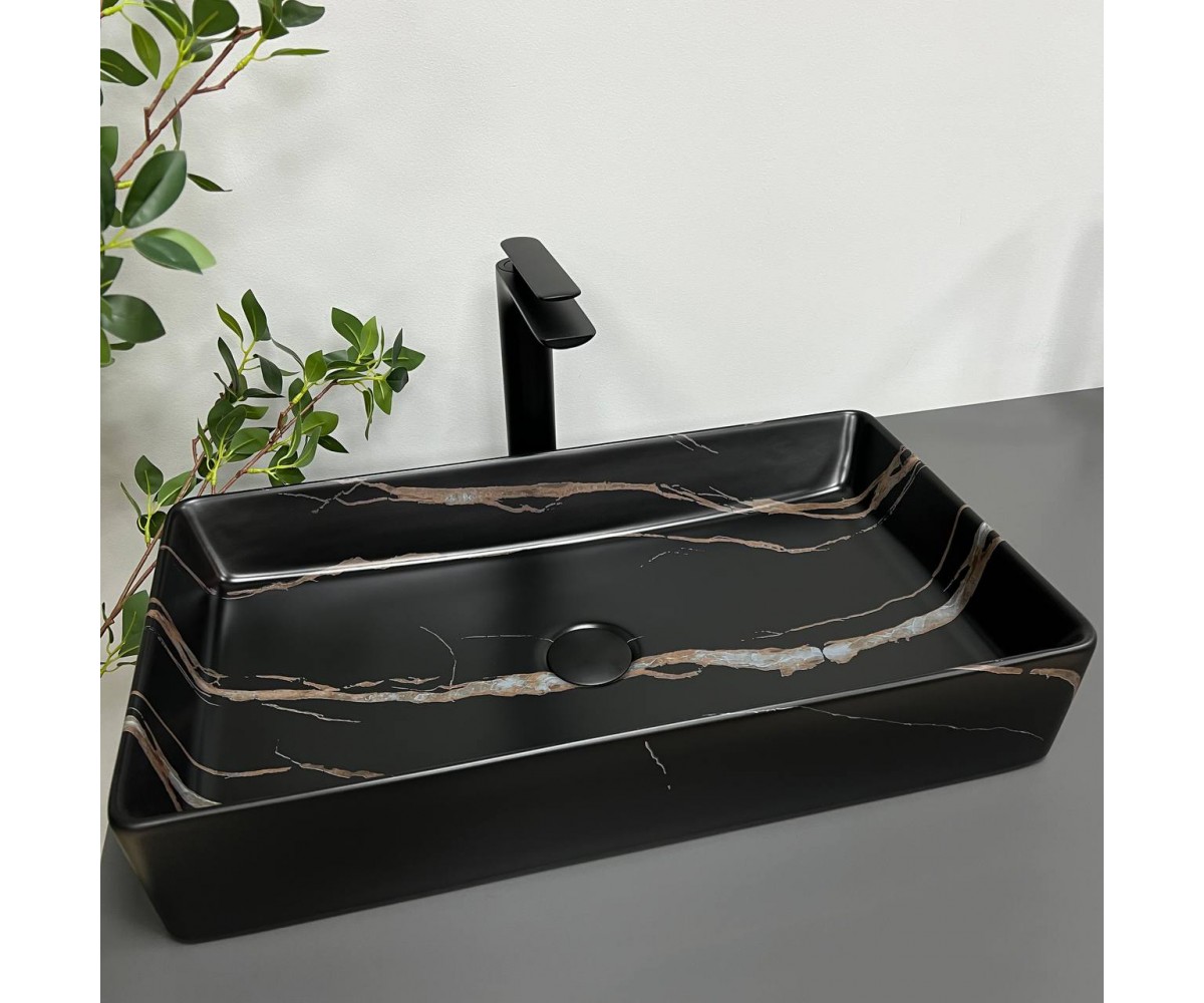 Умывальник (раковина) VBI TRIEST BLACK STONE MATT накладной  012703:Фото 3