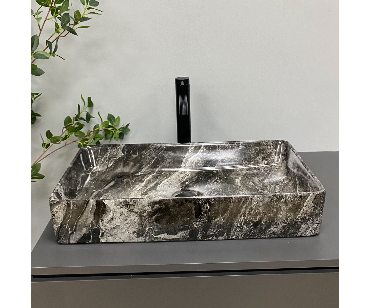 Умывальник (раковина) VBI TRIEST ANTHRACITE MARBLE накладной  012717:Фото 2