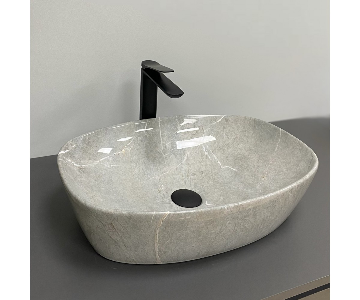 Умывальник (раковина) VBI OLBIA GREY STONE GLOSSY накладной  014302:Фото 2