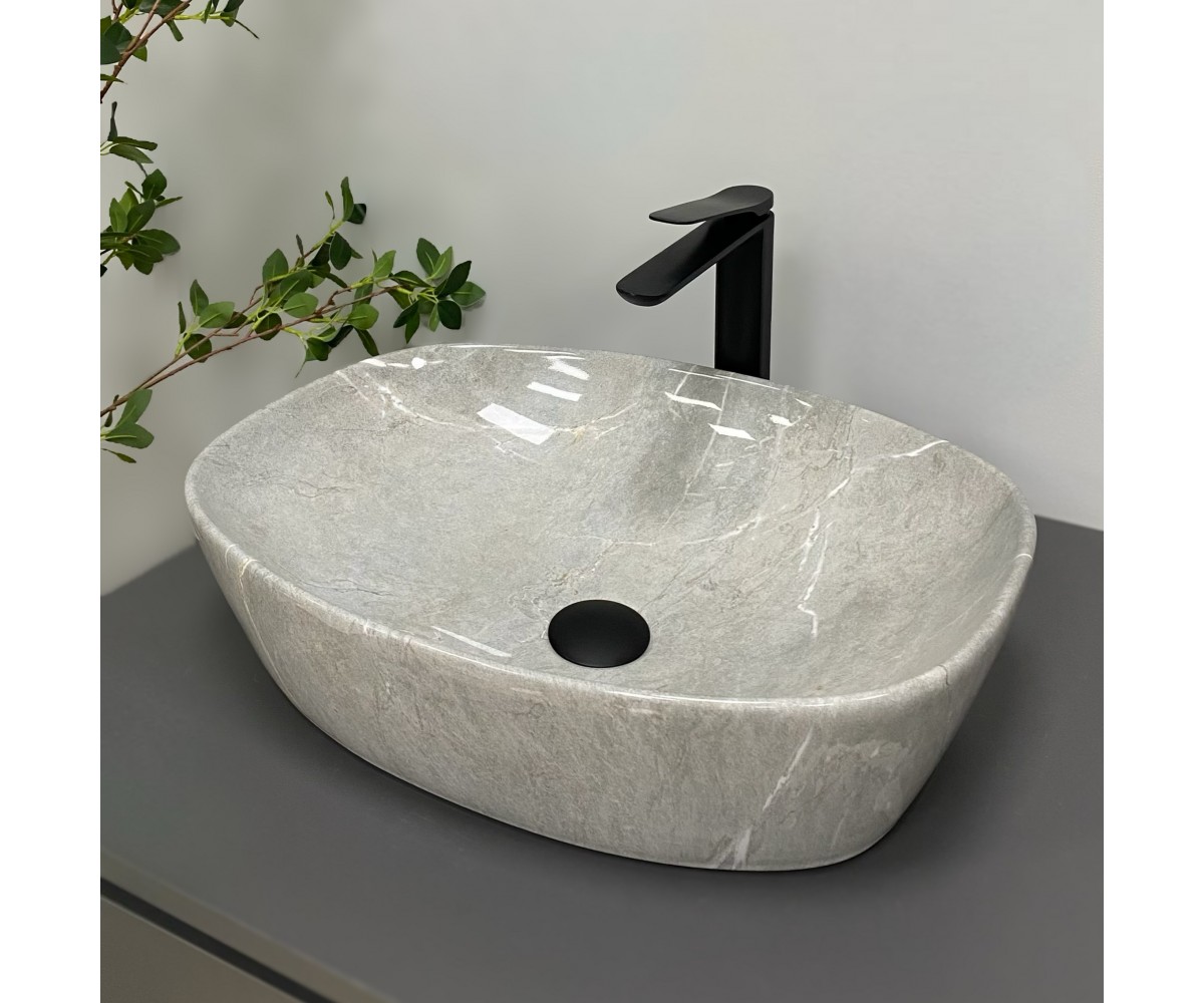 Умывальник (раковина) VBI OLBIA GREY STONE GLOSSY накладной  014302:Фото 3
