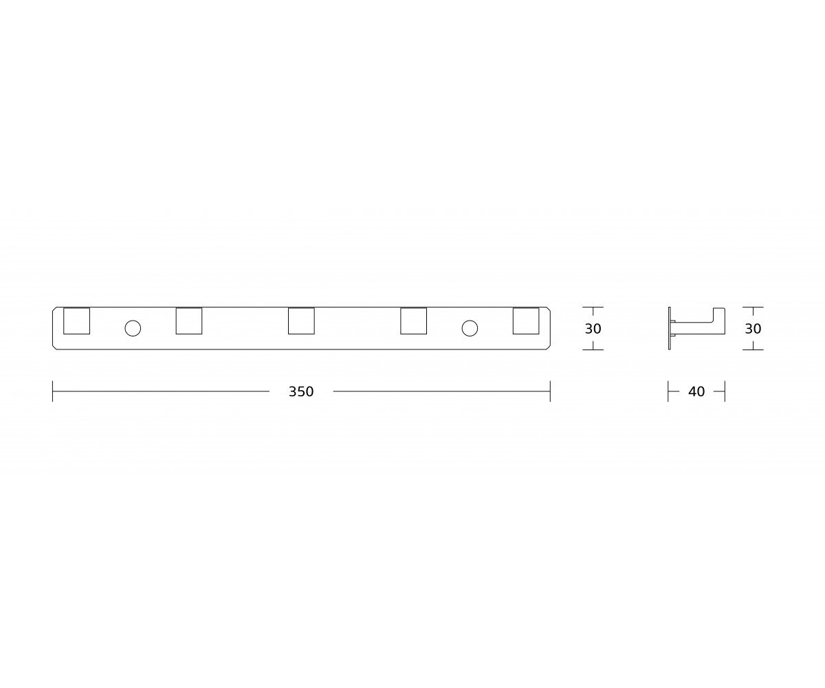 Крючок для полотенец VBI QUADRO CHROME пятерной  049705CH:Чертеж 