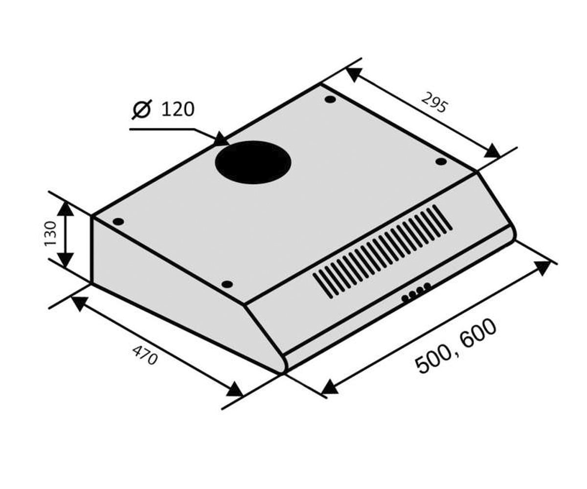 Вытяжка плоская  ALDO 60 BK:Чертеж 