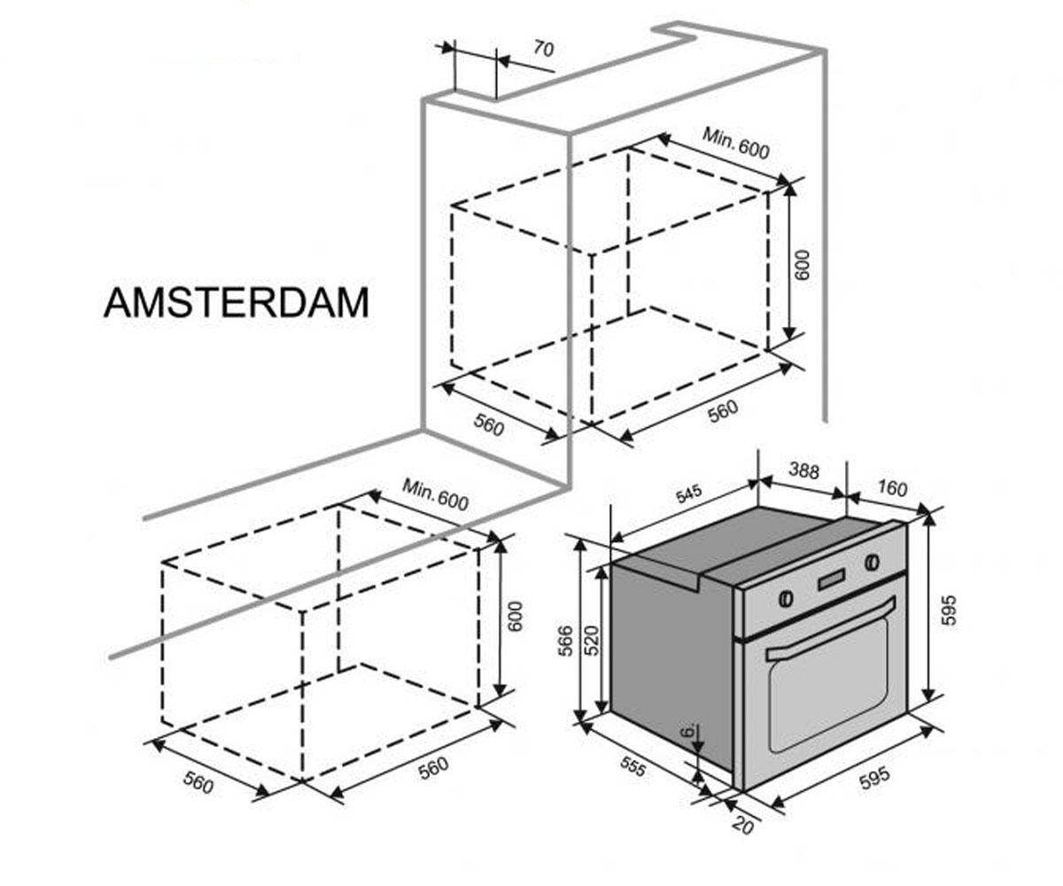 Духовой шкаф 62 л  AMSTERDAM:Чертеж 