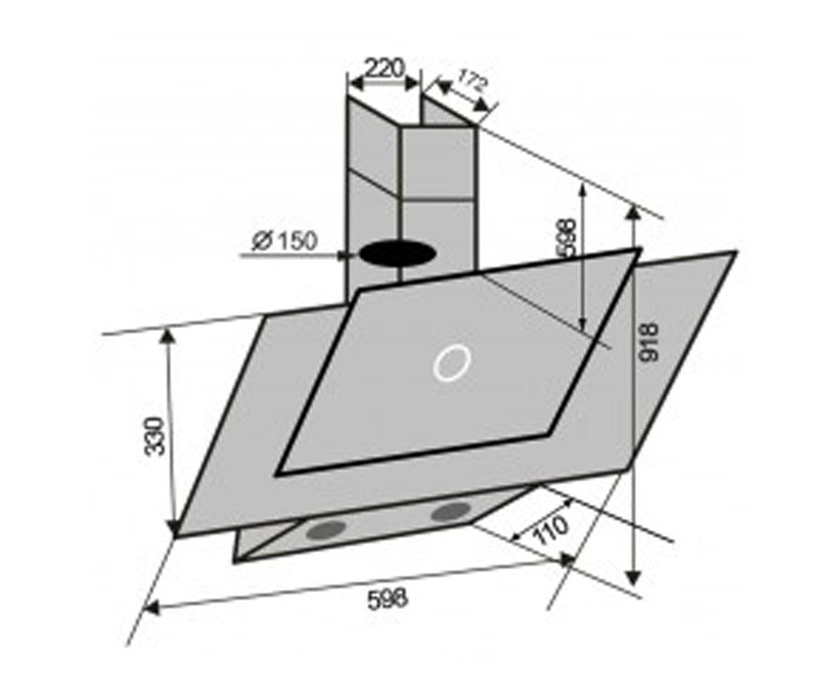 Вытяжка кухонная  DIAMOND 60 BK (750) TC:Чертеж 