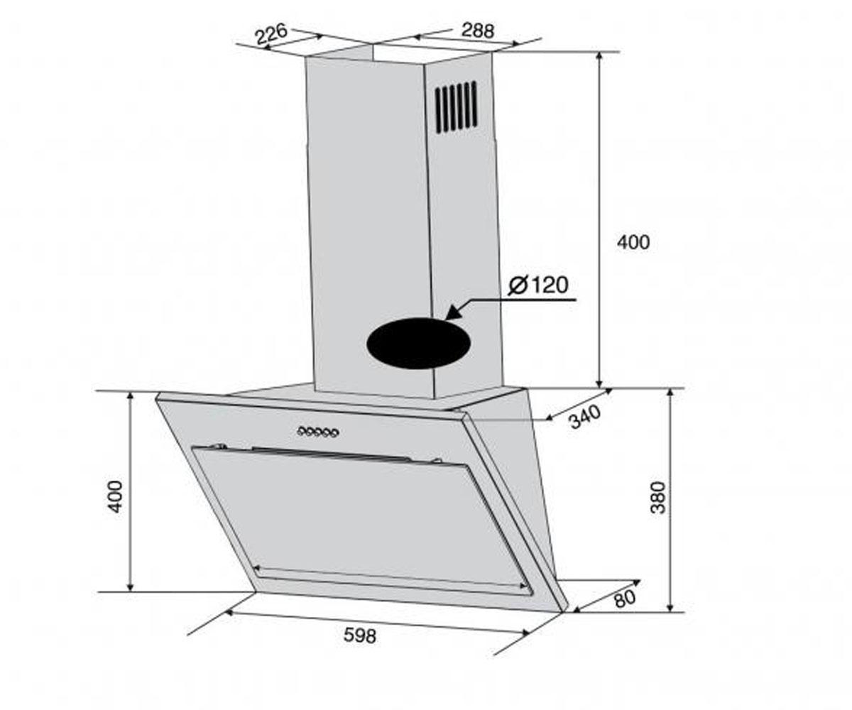 Вытяжка кухонная  FIORE 60 WH (750) PB:Чертеж 