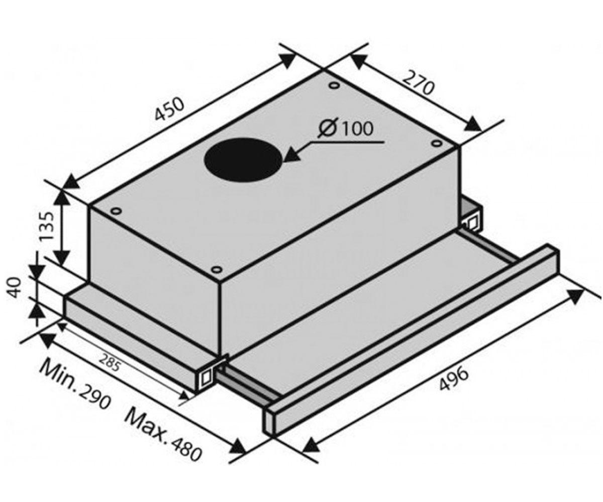 Вытяжка кухонная телескопическая  GARDA 50 INOX (680) IT:Чертеж 