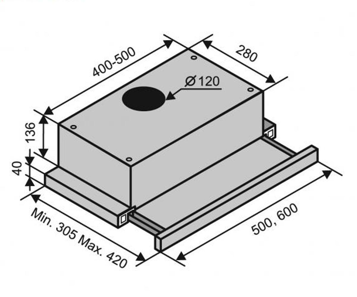 Вытяжка кухонная  GARDA 50 WH (450):Чертеж 