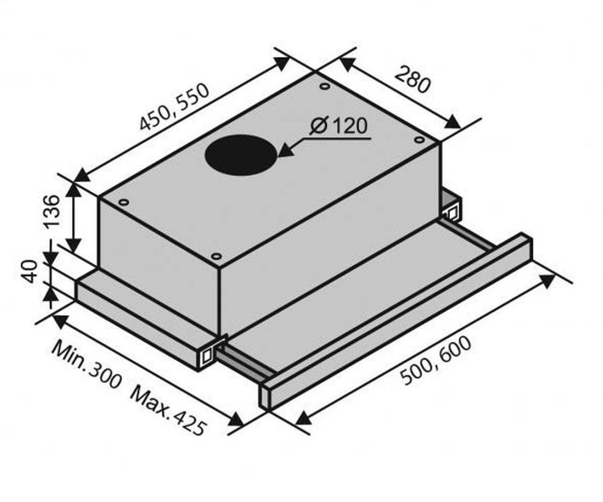Вытяжка кухонная  GARDA 60 BK/X (650) IT:Чертеж 