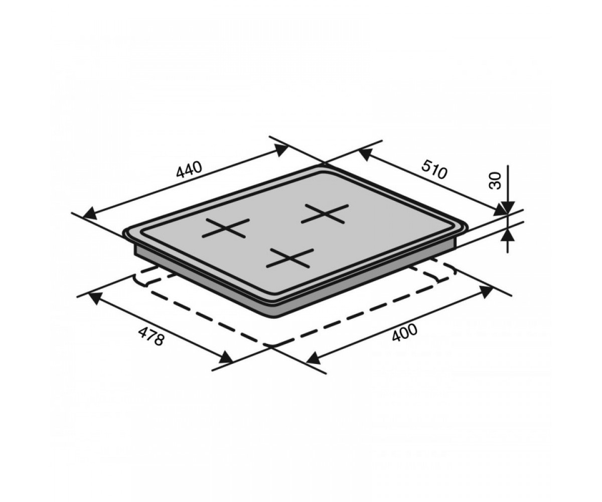 Газовая поверхность, 3 конфорки  HG430 K4G (BK):Чертеж 
