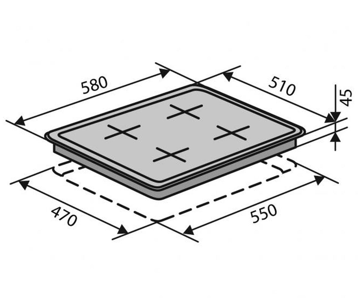 Варочная поверхность газовая  HG640 B2 (WH):Чертеж 