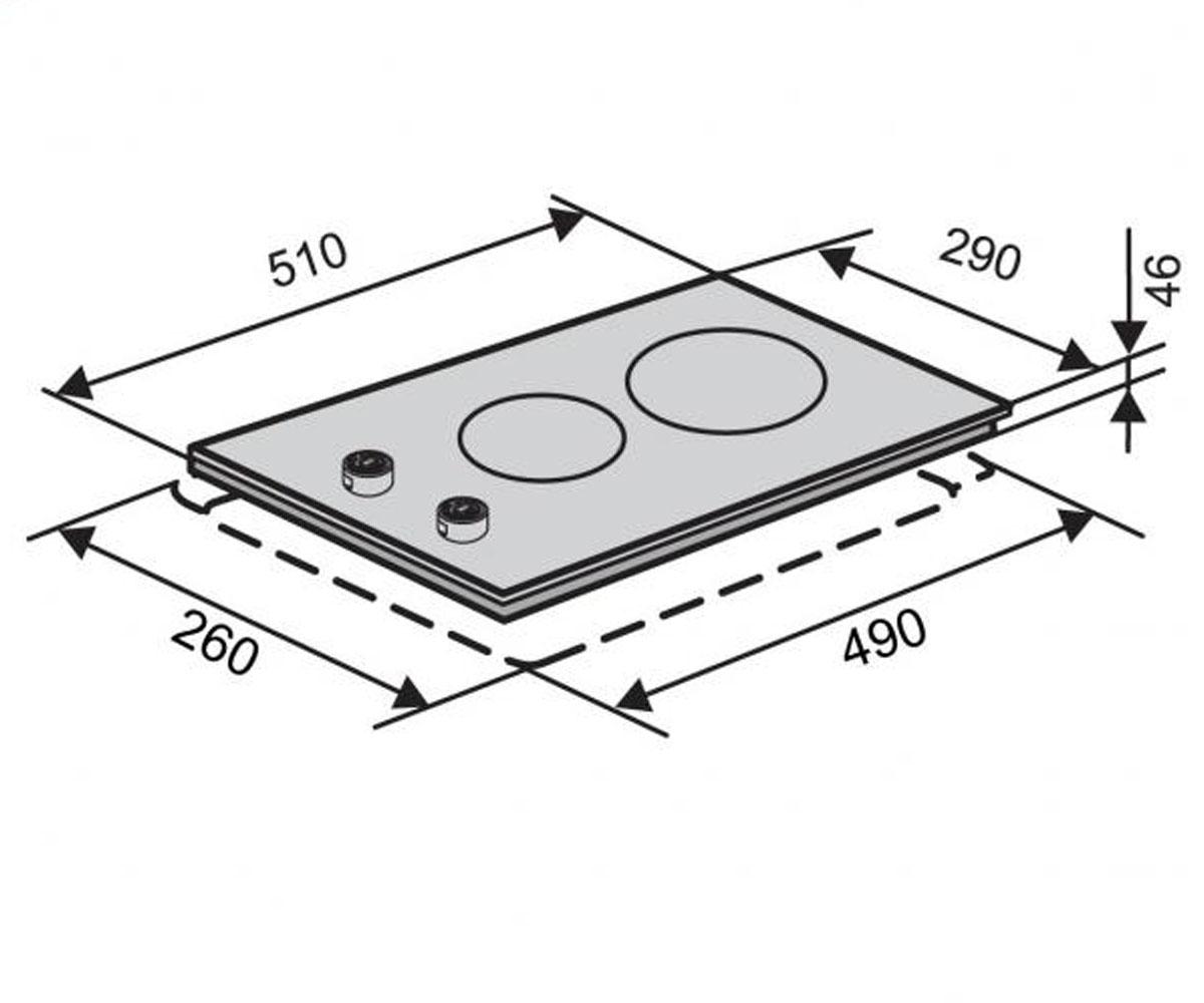 Поверхность hi-light на 2 конфорки  VB 62 K:Чертеж 