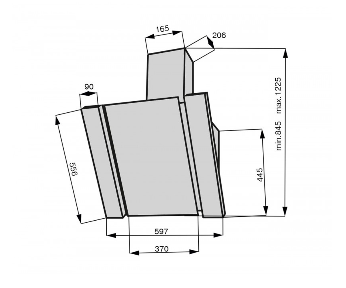 Вытяжка наклонная  VITTO VITTO 60 BK (1200) TRC SD:Чертеж 