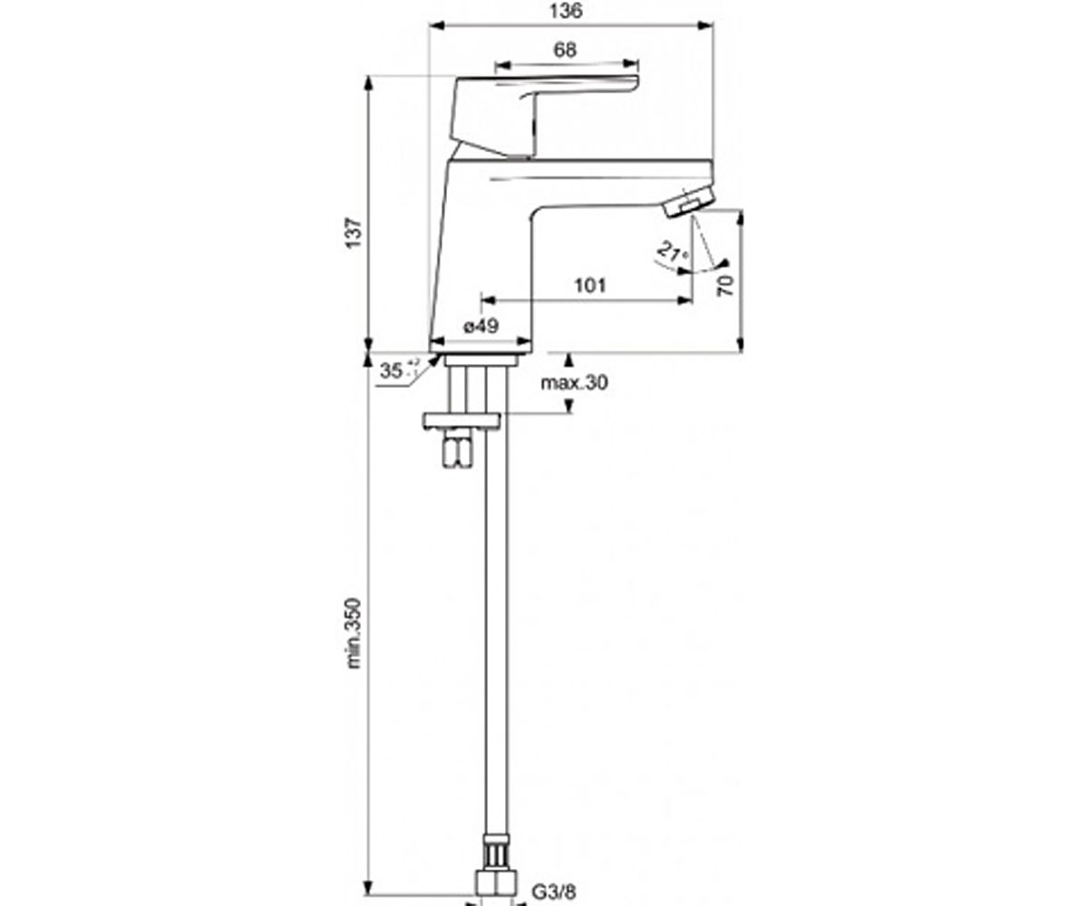 Смеситель для раковины  VITO B0407AA:Чертеж 