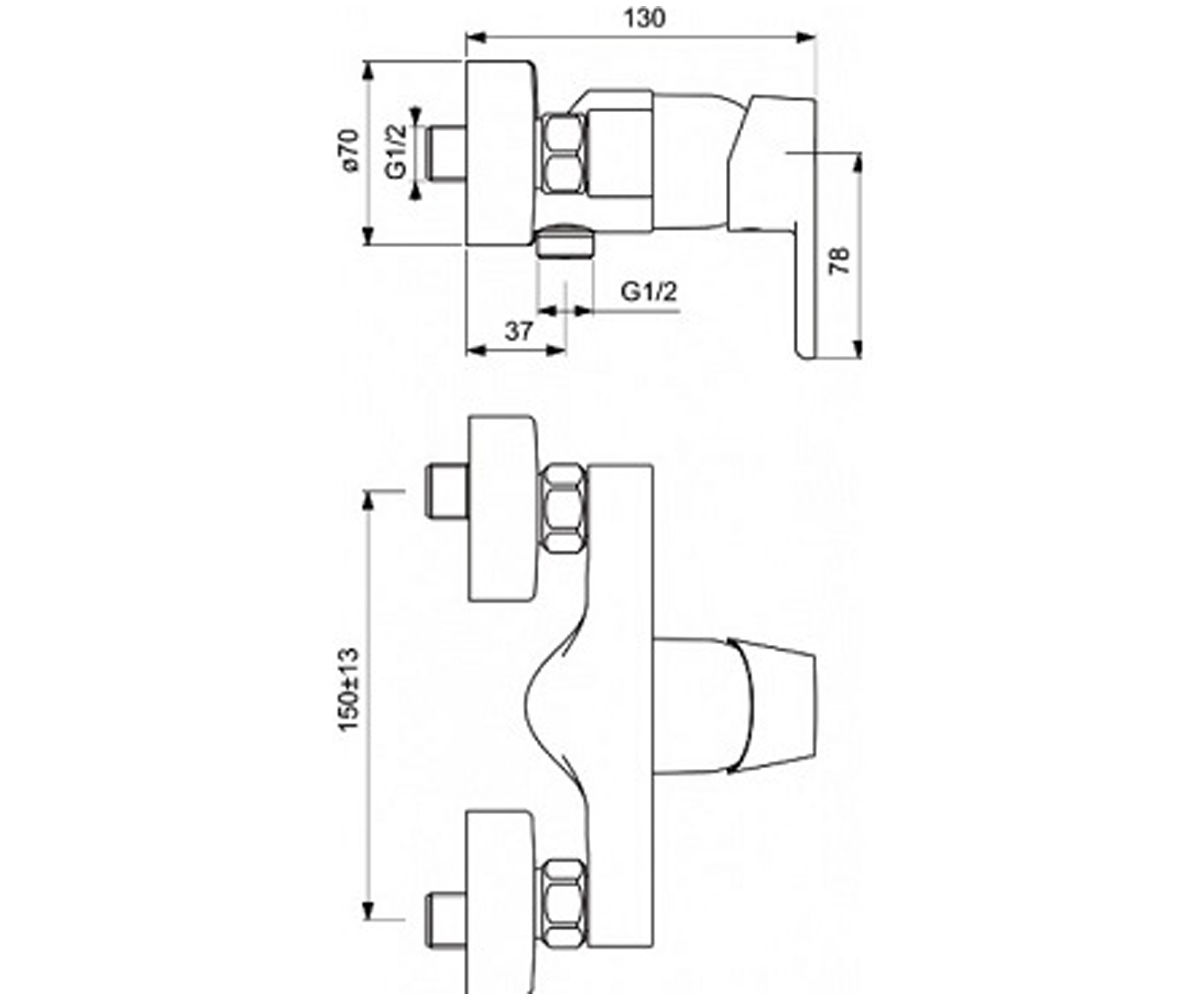 Смеситель для душа  VITO B0411AA:Чертеж 