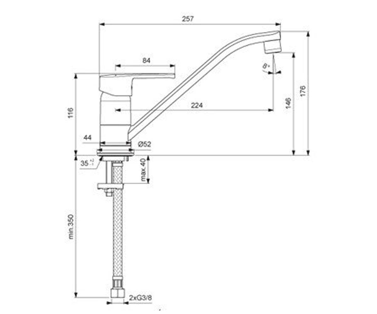 Однорычажный смеситель  CALISTA B0878AA:Чертеж 