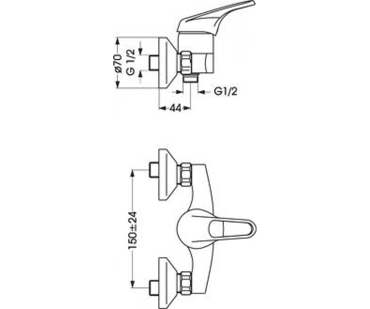 Смеситель для душа  SEVA M B2656AA:Чертеж 