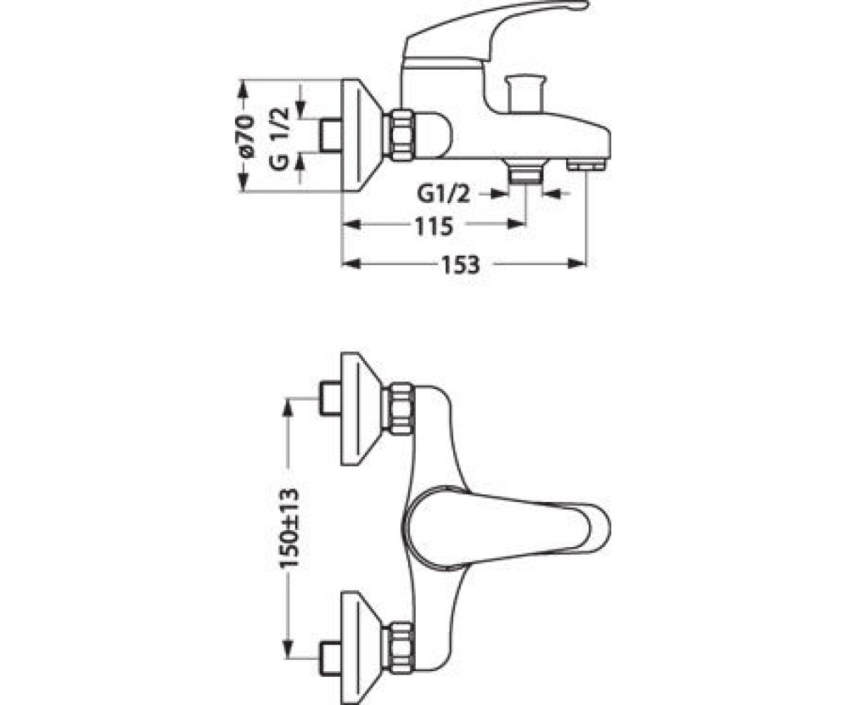 Смеситель для ванны  TARNER B2664AO:Чертеж 