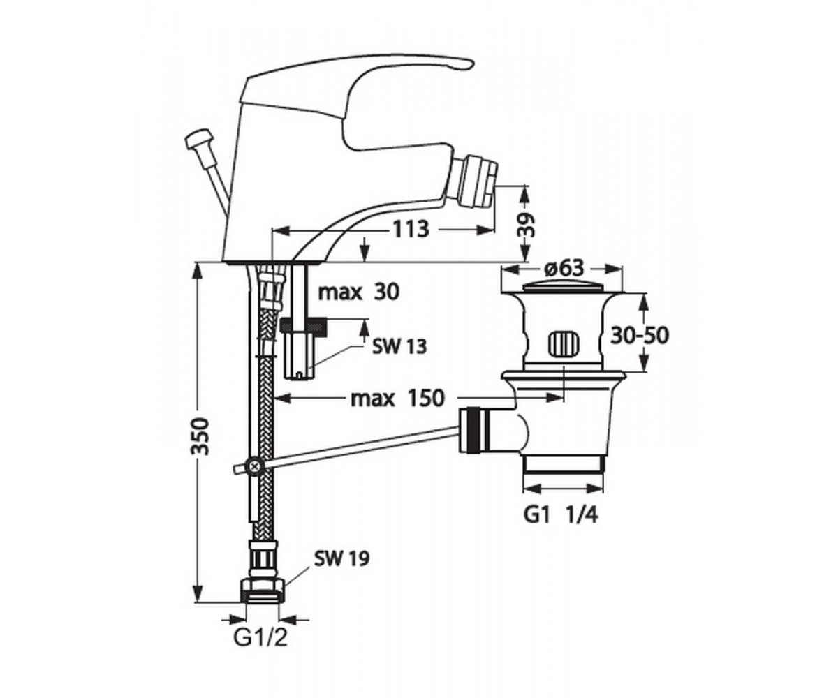 Смеситель для биде  TARNER B2667AA:Чертеж 