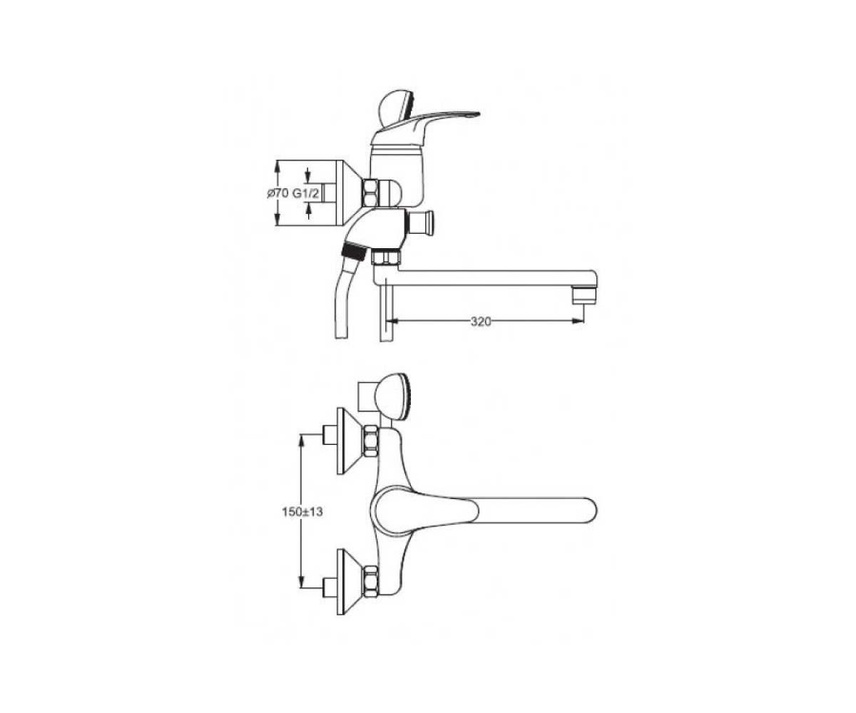 Смеситель для ванны  TARNER B4133AA:Чертеж 