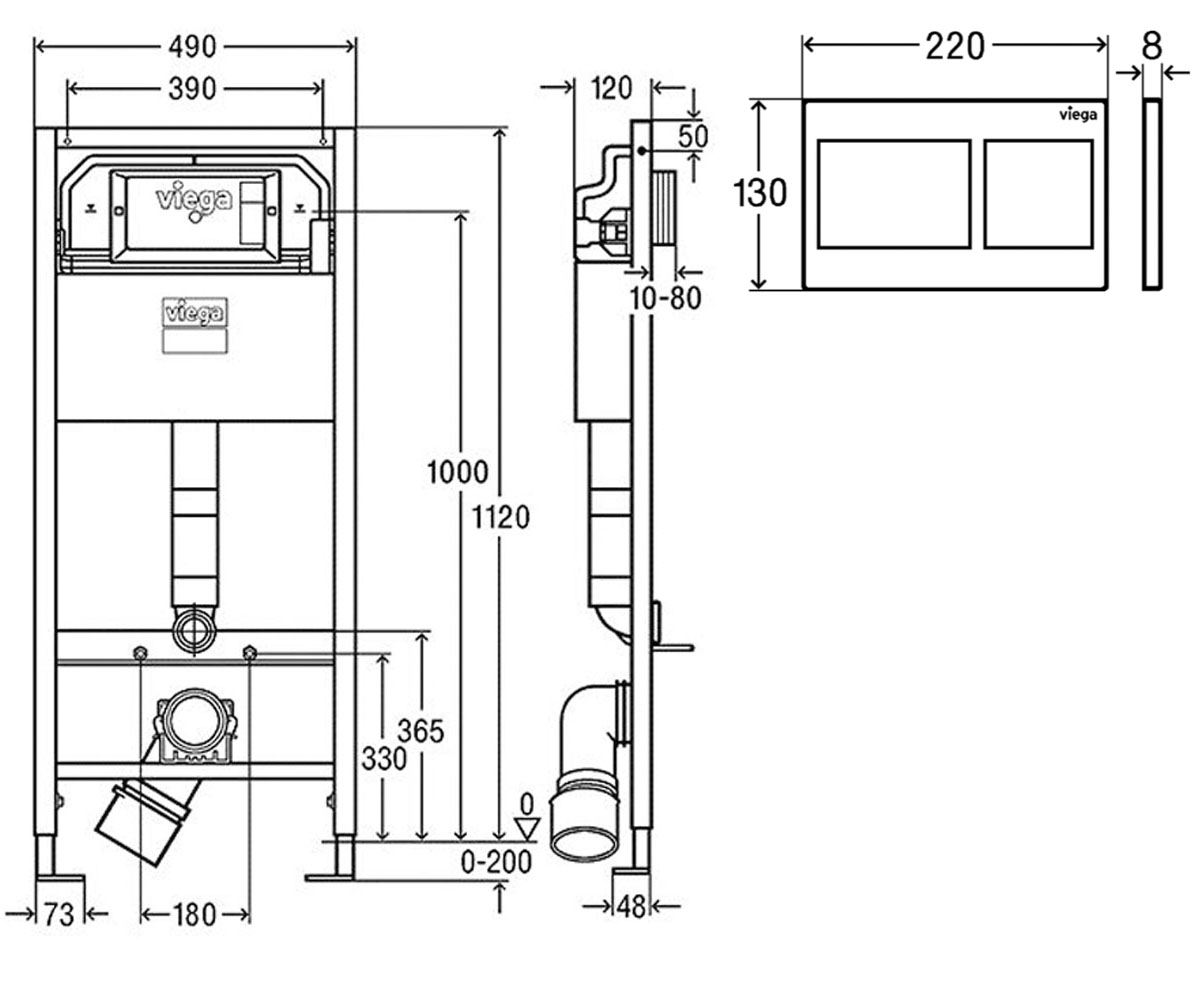 Инсталляция для унитаза 3 в 1  PREVISTA DRY 8524 771973+678630+773250:Чертеж 