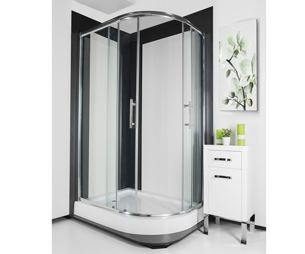 Душевая левосторонняя кабинка  OQU-120X90X1850 L CHROME:Фото 1