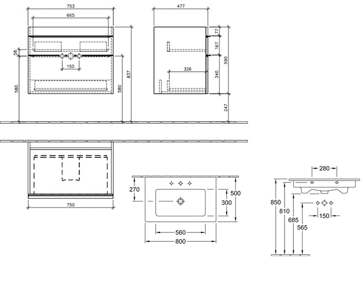 Тумба с раковиной  VENTICELLO 4104892501DH:Чертеж 