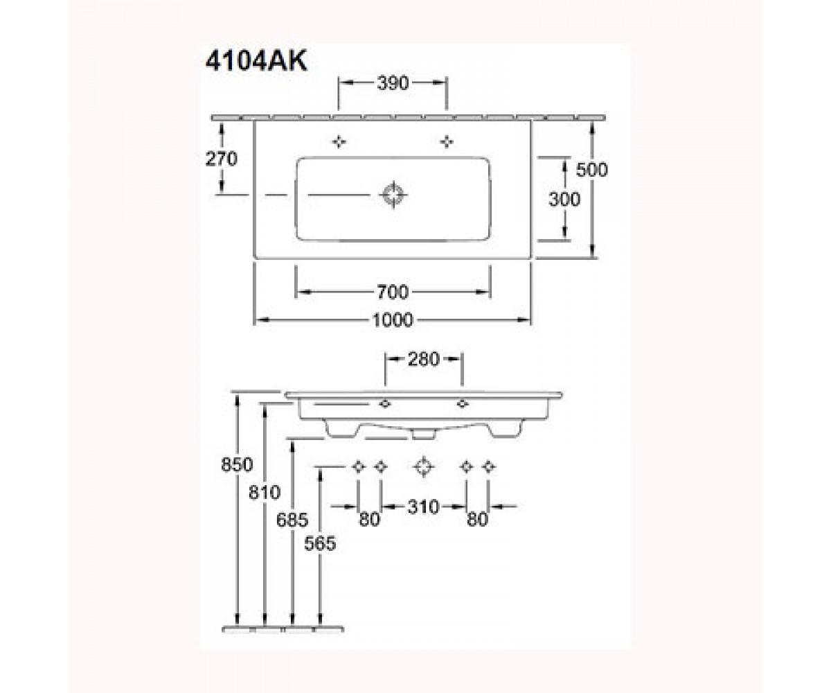 Раковина на тумбу  VENTICELLO 4104AK01:Чертеж 