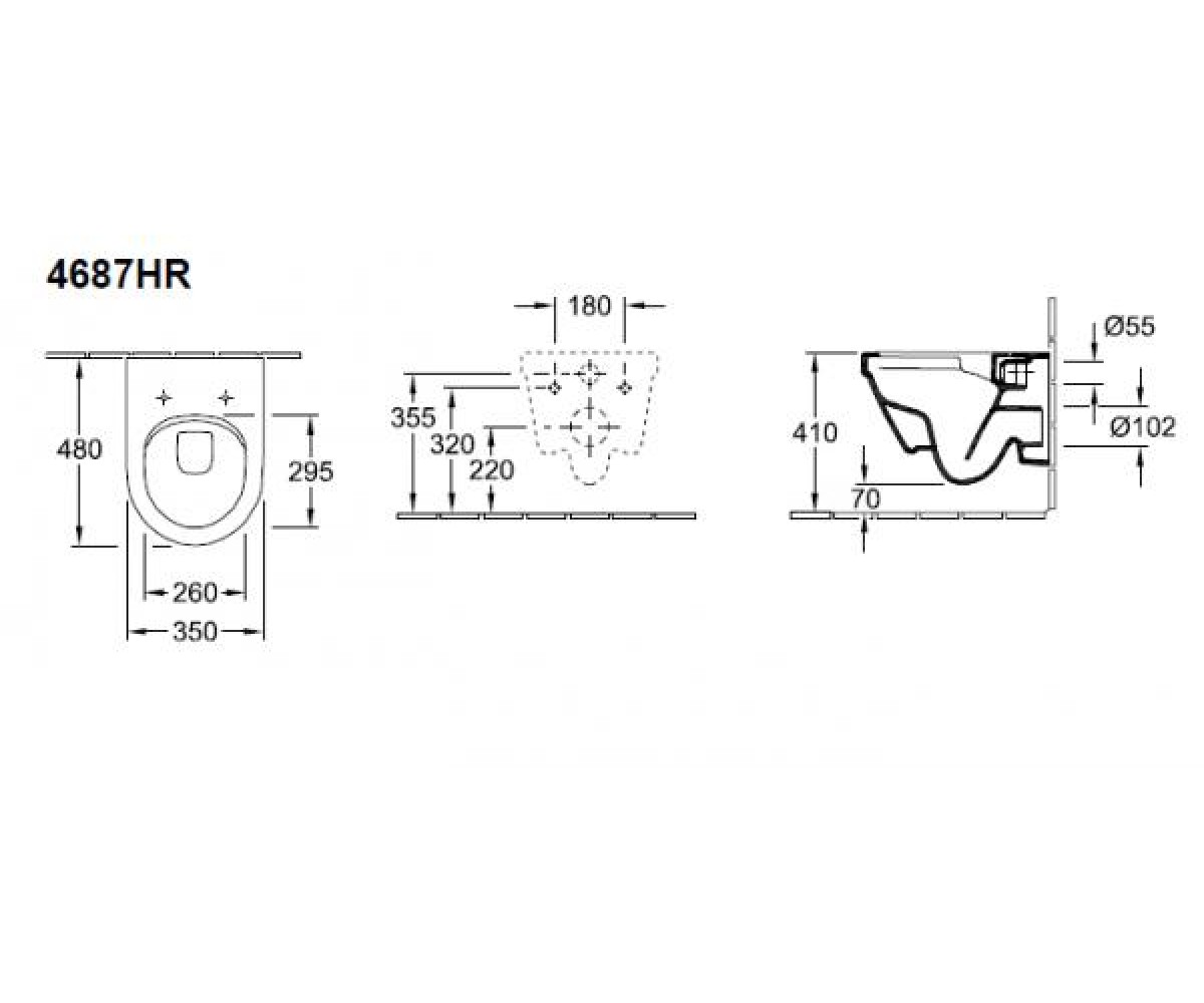 Чаша унитаза c сиденьем  ARCHITECTURA 4687HR01:Чертеж 