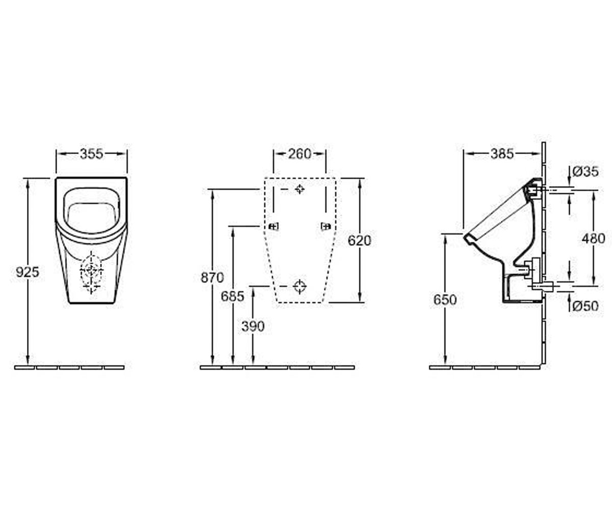 Писсуар фарфоровый  ARCHITECTURA 557405R1:Чертеж 