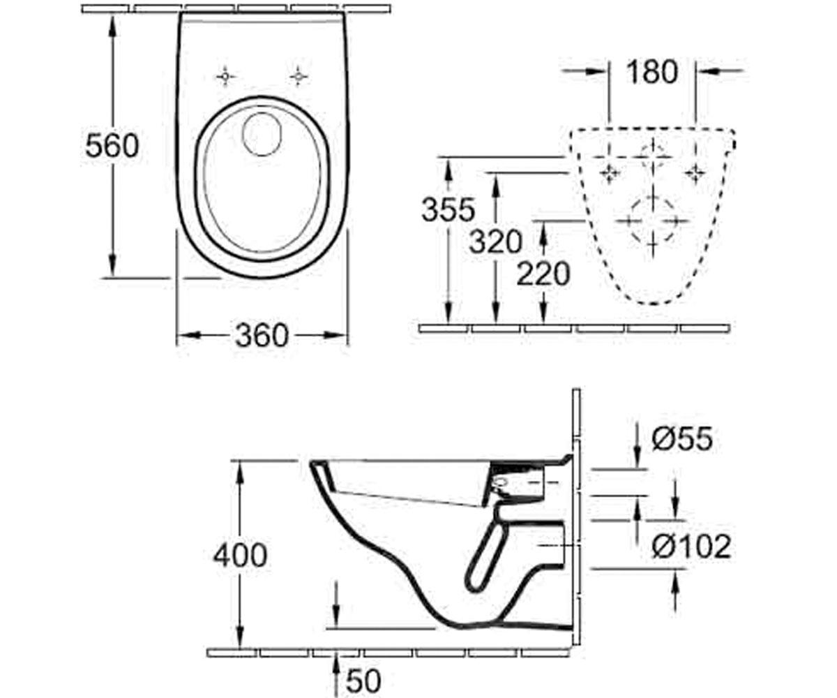 Унитаз с сиденьем микролифт  O.NOVO 5660H101:Чертеж 