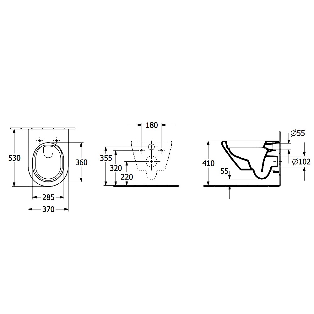 5684CL01 OMNIA ARCHITECTURA унітаз підвісний + кришка, турбозмив twistflush, білий (1 сорт)  5684CL01:Чертеж 