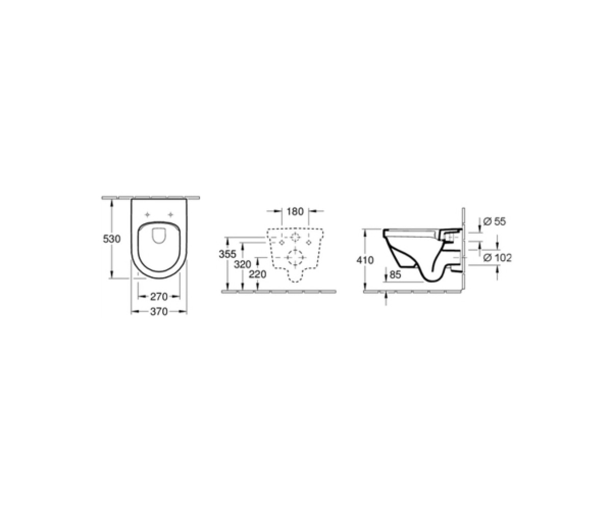 Подвесной унитаз с крышкой soft-close  ARCHITECTURA 5684HRR1:Чертеж 