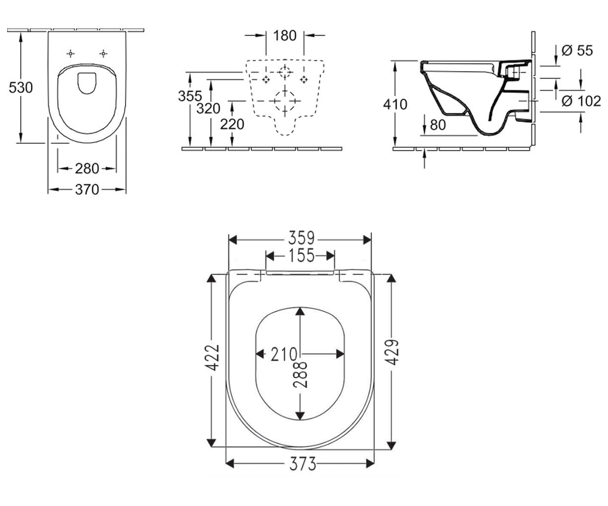 Унитаз с сиденьем  ARCHITECTURA 5684R0T1+98M9C101:Чертеж 